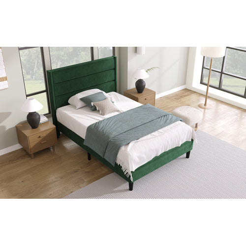 Linen Bed Frame With Slatted Frame